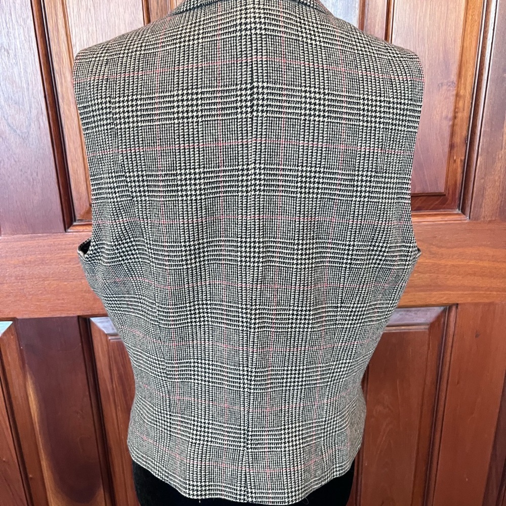 Lauren Ralph Lauren Sz 14 Glen Plaid Herringbone Wool Angora Vest Waistcoat - Picture 3 of 11